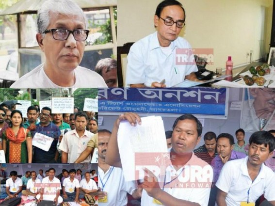 Day 6 of Tripura SSA's Hunger Strike : SSA teachers reveal Manipur, Sikkim's regularization notices signed by State Govt Directors in 2010-11, Manik Govt exposed 